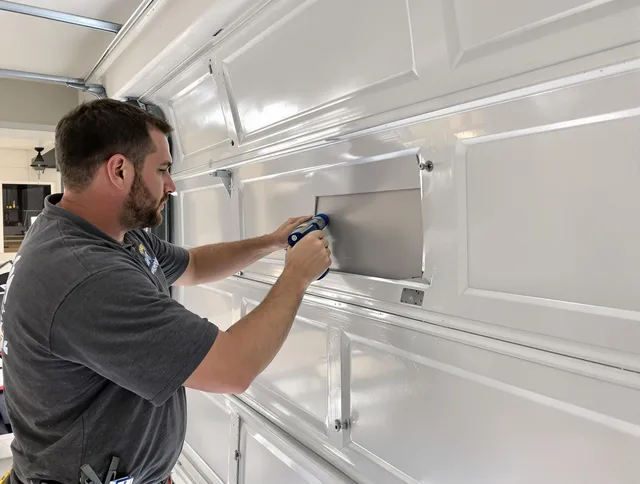 Garage door panel repair by North Olmsted Garage Door Repair in North Olmsted